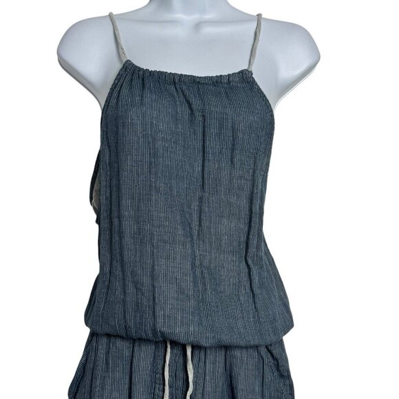 Sundry jumpsuit size Medium 2 Drawstring halter neck blue chambray NWT - Picture 3 of 11
